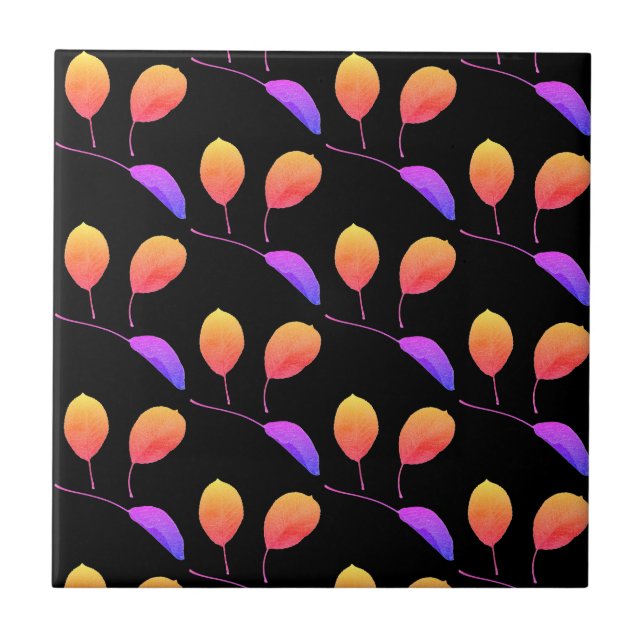 Stylized Pear Tree Leaf Texture Print Ceramic Tile (Front)