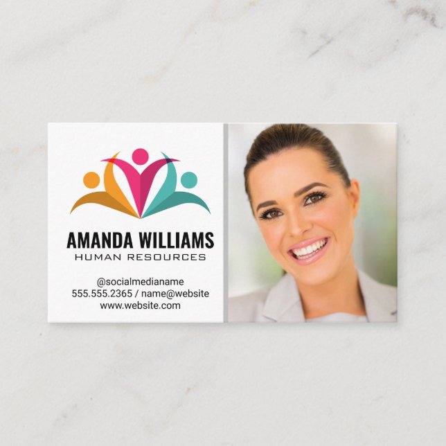 Stylized People Logo Business Card (Front)