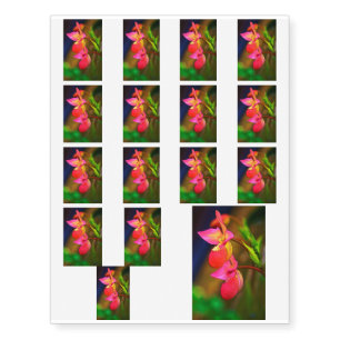 Stylized Phragmipedium Orchid Flower Duo Temporary Tattoos