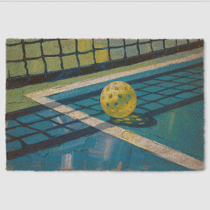 Stylized Pickleball Court Art Blue Green Layout Fiber Doormat