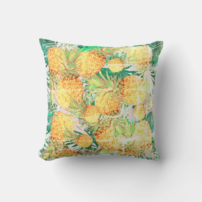 Stylized Pineapples Palm Pattern Cushion Pillow (Front)