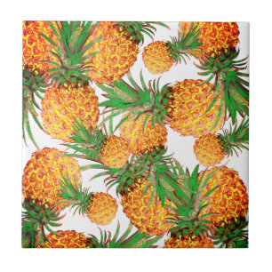 Stylized Pineapples Pattern Yummy Ceramic Tile