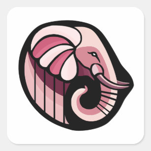 Stylized Pink Elephant Square Sticker