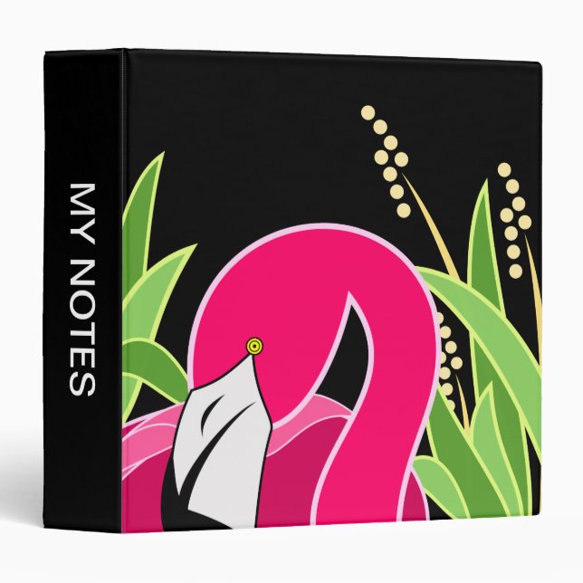 Stylized Pink Flamingo 3 Ring Binder (Front/Spine)