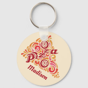 Stylized Pizza custom name key chains