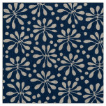 Stylized Plant Pattern 020818 - White on #002750 Fabric