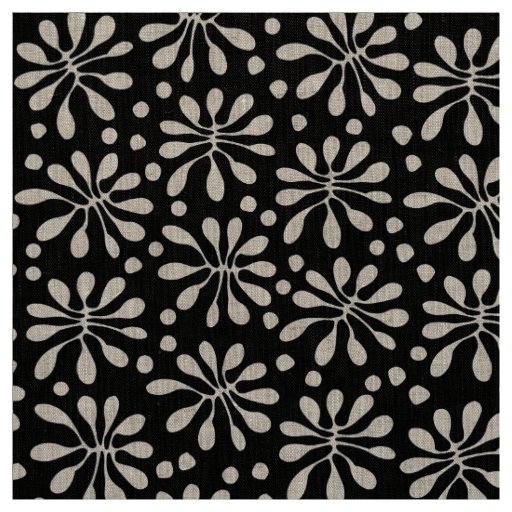 Stylized Plant Pattern 020818 - White on Black Fabric