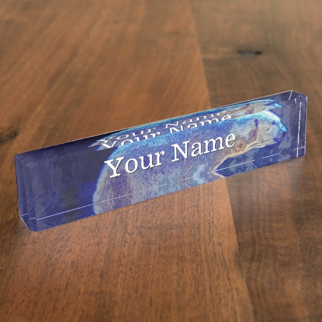 Stylized Polar Bear Name Plate (Side)