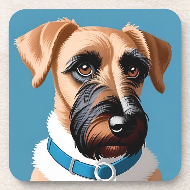 Stylized Portrait of a Terrier Dog Beverage Coaster (Front)