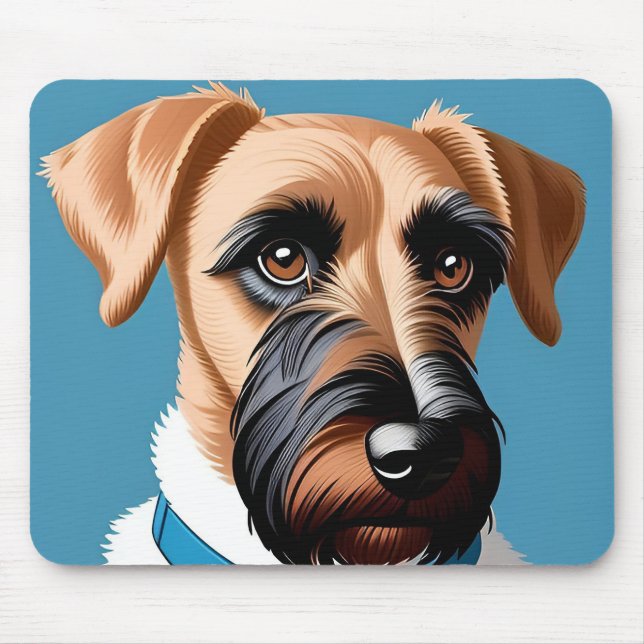 Stylized Portrait of a Terrier Dog Mouse Pad (Front)