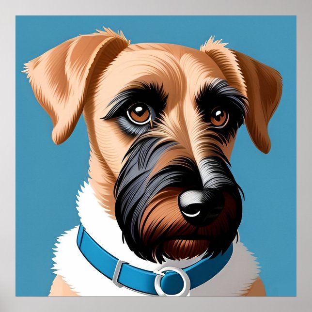 Stylized Portrait of a Terrier Dog Poster (Front)