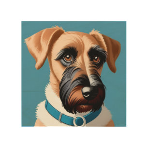 Stylized Portrait of a Terrier Dog Wood Wall Art