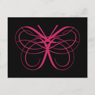 Stylized Pretty Butterfly Outline in Pink Postcard