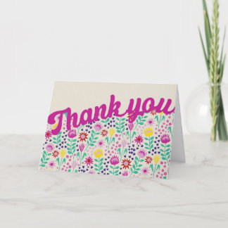 Stylized Protea Floral Block Print Millefleur Thank You Card