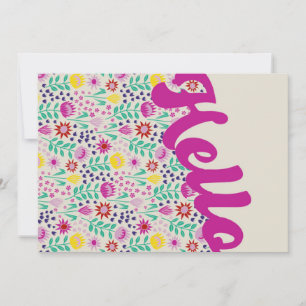 Stylized Protea Floral Millefleur Hello Greeting