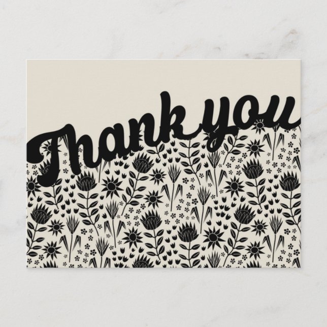 Stylized Protea Floral Millefleur Thank You Postcard (Front)