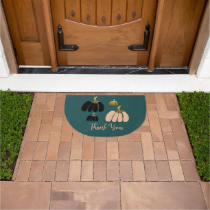 Stylized Pumpkins In Black, Blush White and Gold Doormat