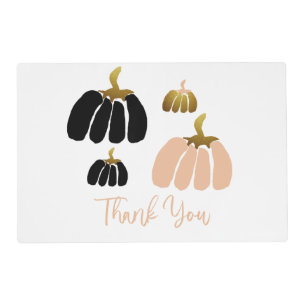 Stylized Pumpkins In Black, Blush White and Gold Placemat