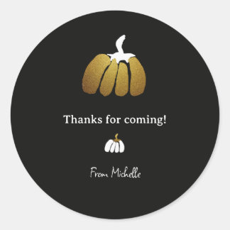Stylized Pumpkins In Black, White and Gold Classic Round Sticker