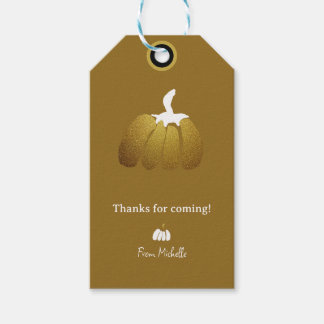 Stylized Pumpkins In Black, White and Gold Gift Tags
