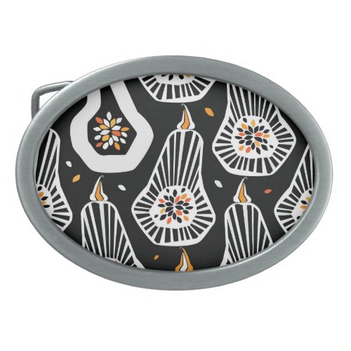 Stylized Pumpkins Seeds Seamless Design Belt Buckle