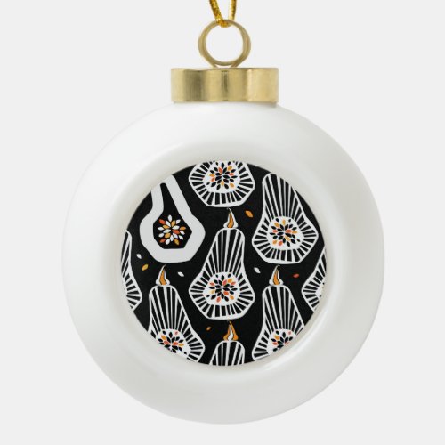 Stylized Pumpkins Seeds Seamless Design Ceramic Ball Christmas Ornament