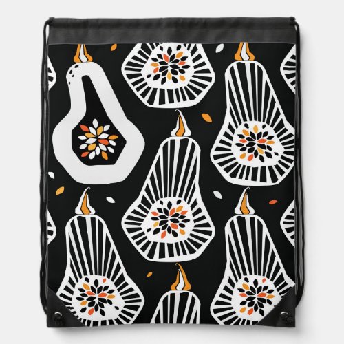 Stylized Pumpkins Seeds Seamless Design Drawstring Bag