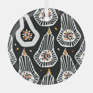 Stylized Pumpkins Seeds: Seamless Design Glass Ornament