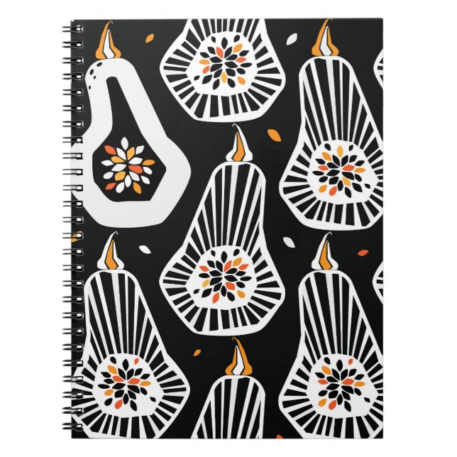 Stylized Pumpkins Seeds: Seamless Design Notebook (Front)