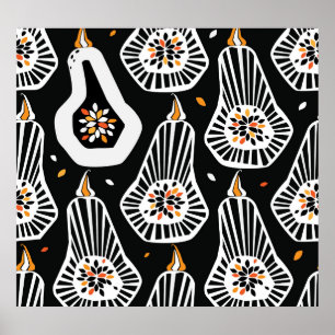 Stylized Pumpkins Seeds: Seamless Design Poster