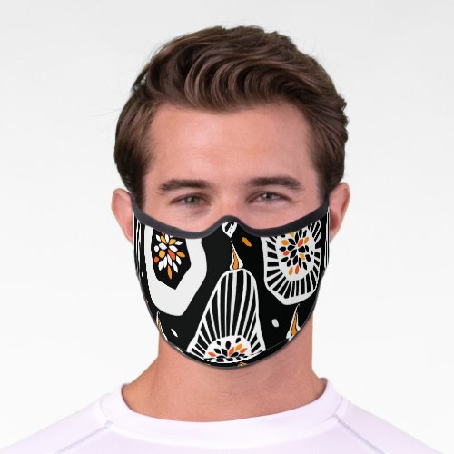 Stylized Pumpkins Seeds Seamless Design Premium Face Mask