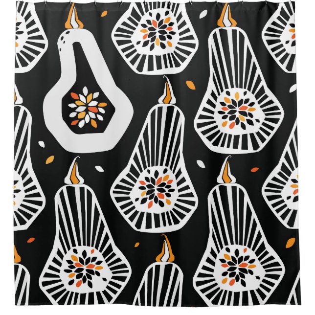 Stylized Pumpkins Seeds: Seamless Design Shower Curtain (Front)