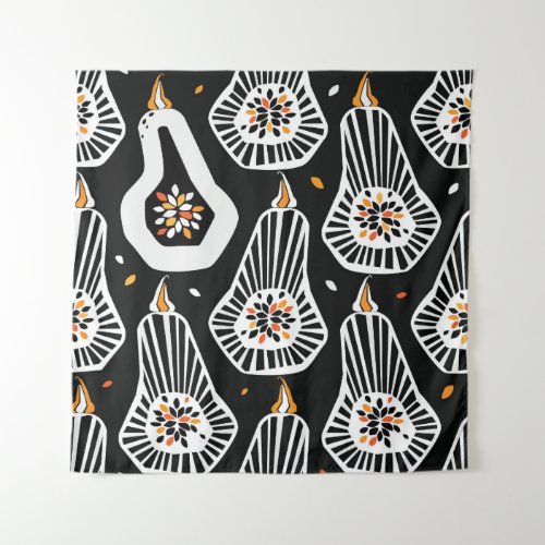 Stylized Pumpkins Seeds Seamless Design Tapestry