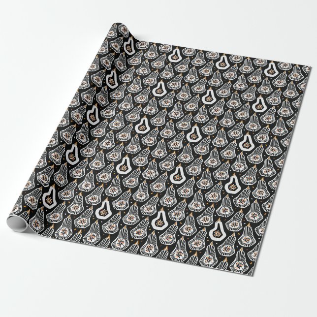 Stylized Pumpkins Seeds: Seamless Design Wrapping Paper (Unrolled)