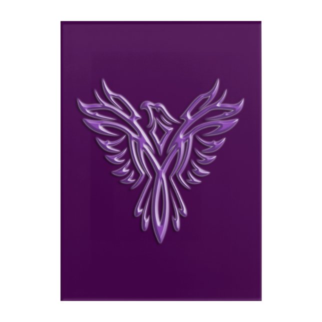 Stylized Purple Phoenix, I will always Rise Again Acrylic Print (Front)