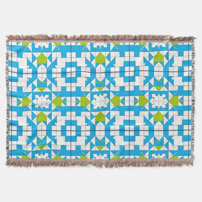 Stylized Puzzle Piece Pattern Throw Blanket (Front)