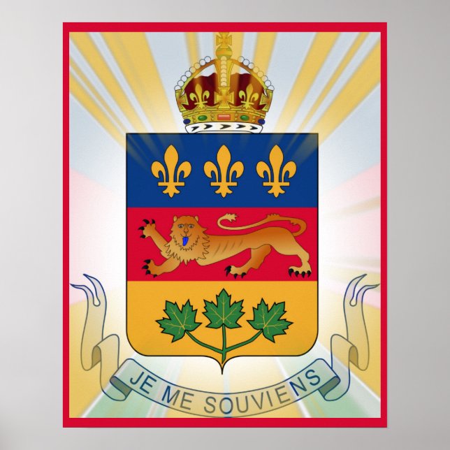 Stylized Quebec Coat of Arms Poster (Front)