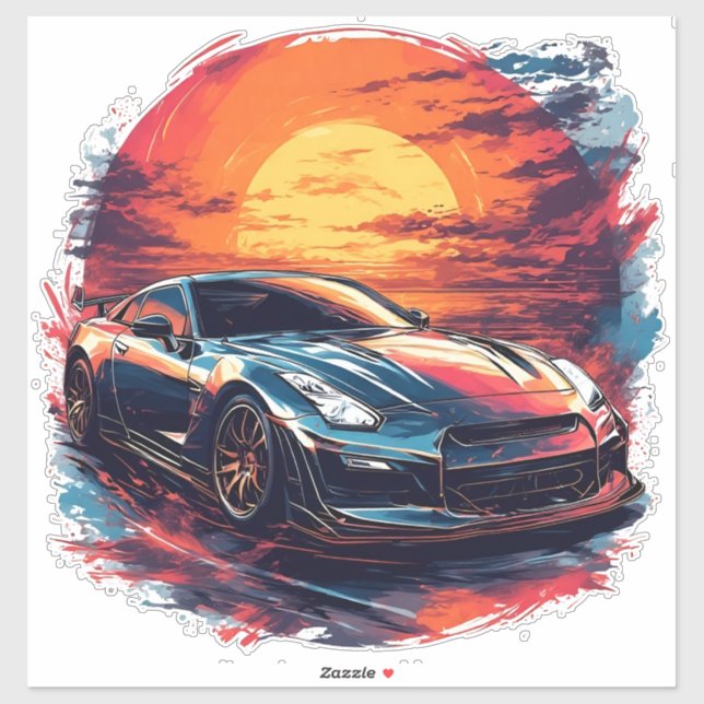 Stylized Racing Sports Car Sticker (Sheet)