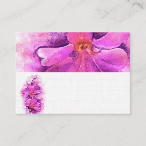 Stylized radiant orchid name place cards