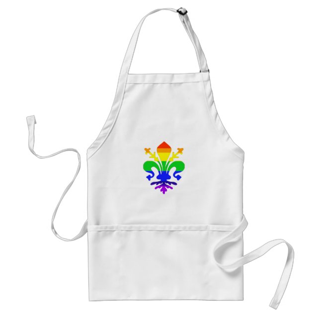 Stylized Rainbow Fleur de Lis Adult Apron (Front)