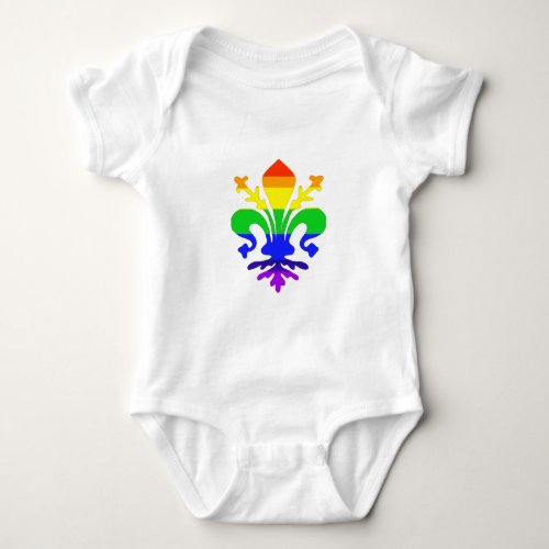 Stylized Rainbow Fleur de Lis Baby Bodysuit