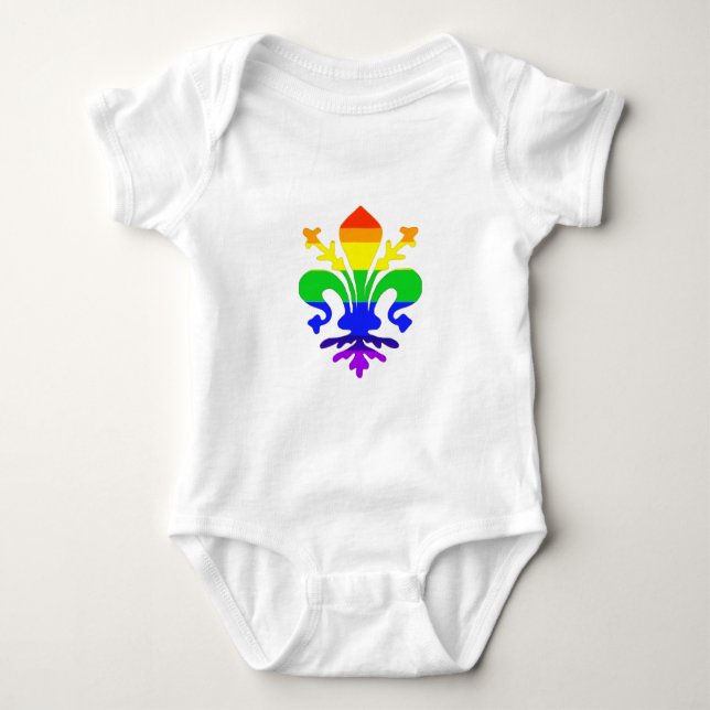 Stylized Rainbow Fleur de Lis Baby Bodysuit (Front)