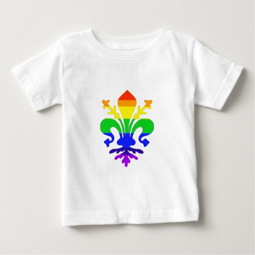 Stylized Rainbow Fleur de Lis Baby T_Shirt
