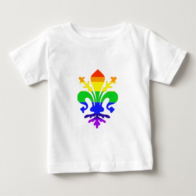 Stylized Rainbow Fleur de Lis Baby T-Shirt (Front)