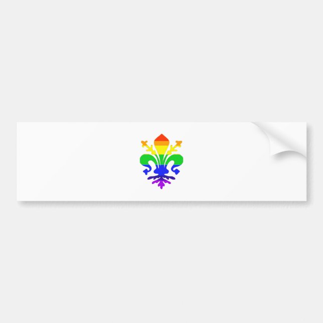 Stylized Rainbow Fleur de Lis Bumper Sticker (Front)