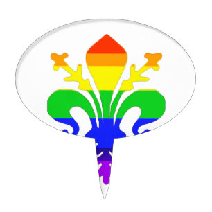 Stylized Rainbow Fleur de Lis Cake Topper