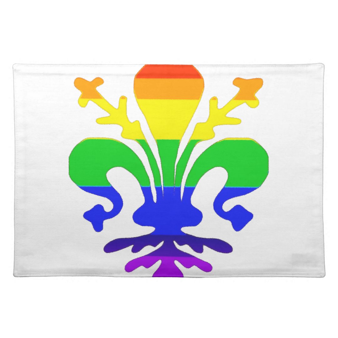 Stylized Rainbow Fleur de Lis Cloth Placemat | Zazzle