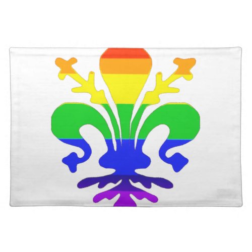 Stylized Rainbow Fleur de Lis Cloth Placemat