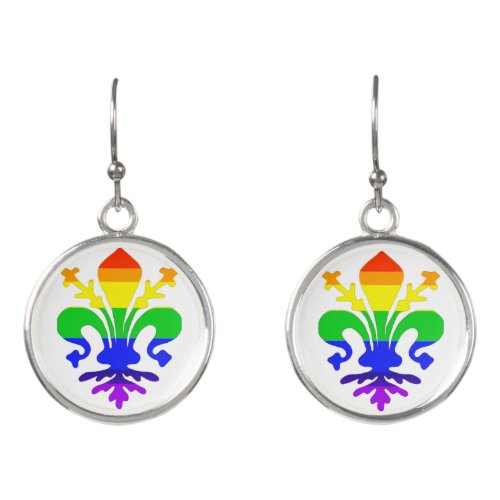 Stylized Rainbow Fleur de Lis Earrings