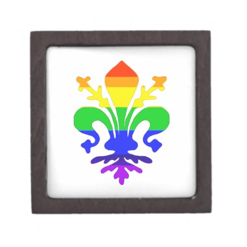 Stylized Rainbow Fleur de Lis Gift Box